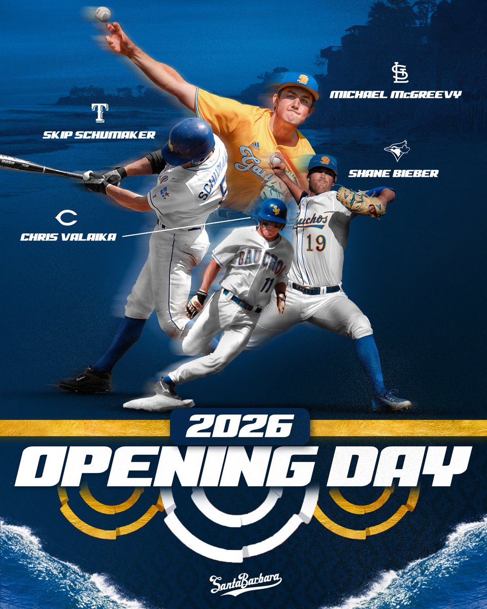 UCSB_Baseball's tweet photo. Happy Opening Day to our MLB #ChosInThePros 🎉

#GoChos https://t.co/U83t2wOjzA