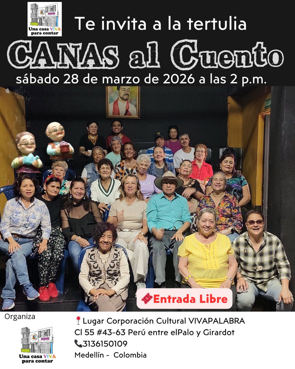 VIVAPALABRA's tweet photo. Seguimos celebrando en la semana del teatro con una programación para todos los de la familia: para los adultos La petite Mort con Paul Ríos, para los niños El Tío Conejo con @Caracolín y para los abuelos Canas al Cuento el sábado 28 a las 2 p.m. Los esperamos https://t.co/9i4Tu609Zr