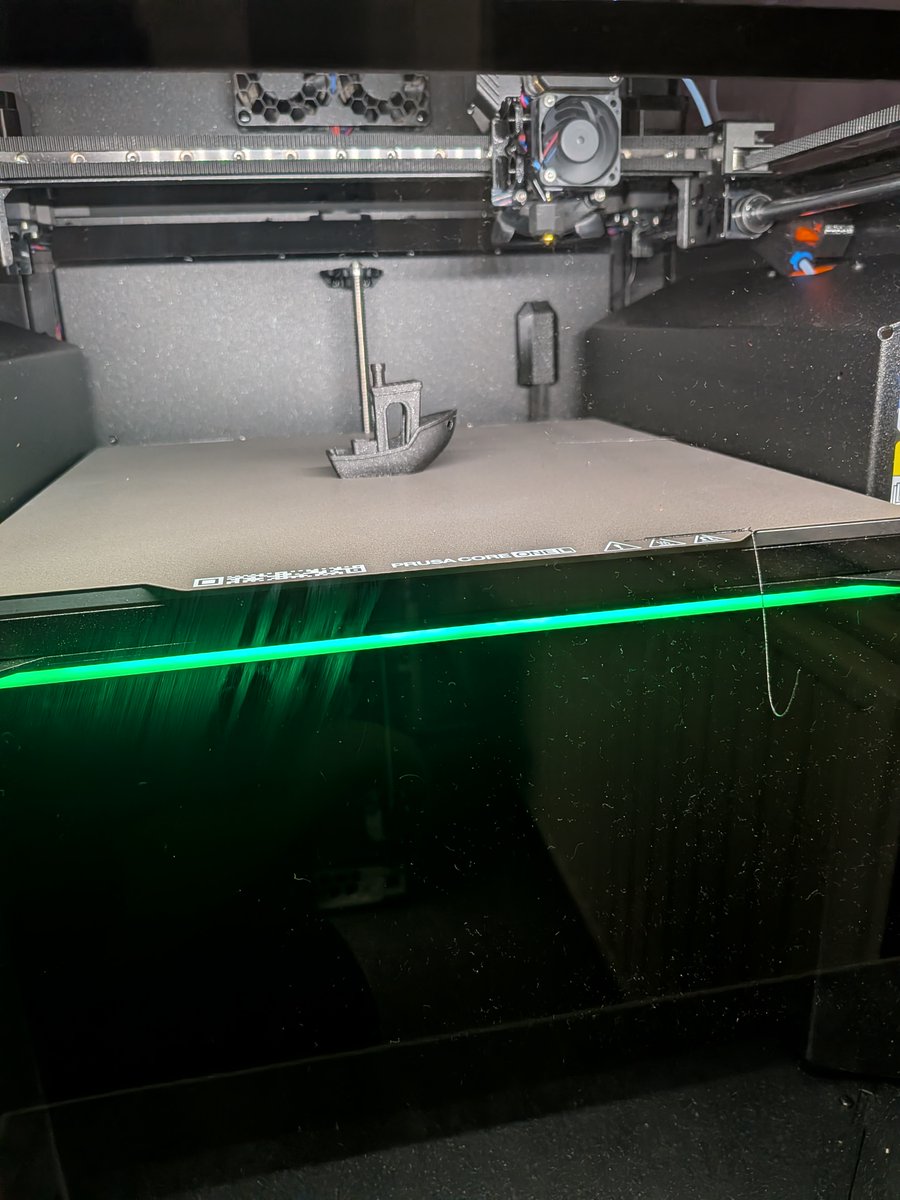 2GregEl's tweet photo. After years of using @Prusa3D machines, finally I have one at home. Very nice user experience especially on the software side. I was still in the MK3S+ era and there are significant leaps with the Core One L. Moving it up narrow Dutch stairs was not the easiest I must admit 😅 https://t.co/19W8A5Jwyg
