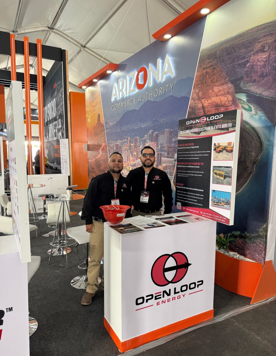 OpenLoopEnergy's tweet photo. We're back in Cananea for Expo Minera 2026 with the Arizona Commerce Authority.

Proud to represent Open Loop Energy, strengthen relationships in the region &amp; connect with the people driving mining forward.

📷 Pictured: James Adame &amp; Jorge Morales.

#Mining #OpenLoopEnergy #OLE https://t.co/6Pa4HtfT5A