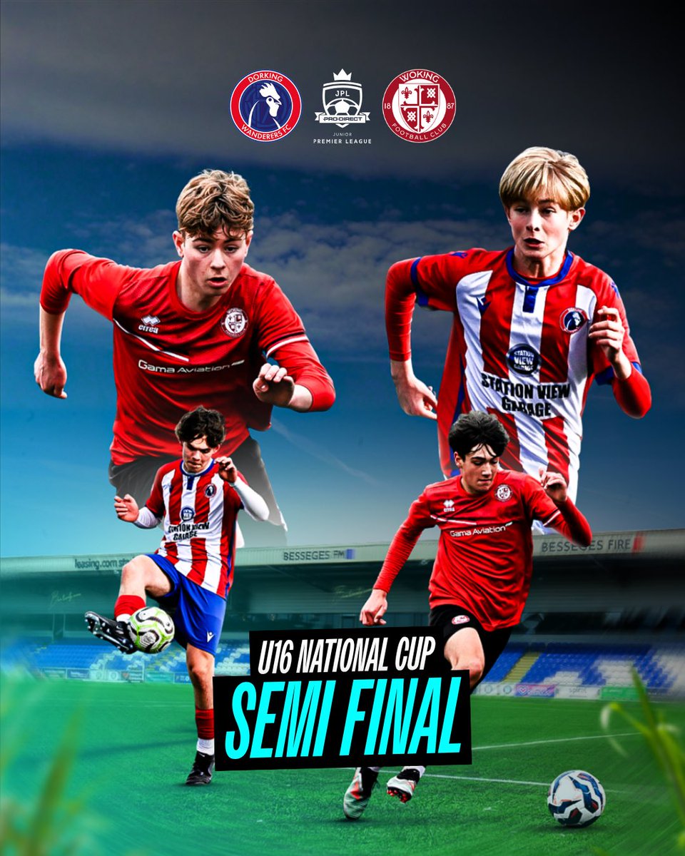jnrpremleague's tweet image. U16 National Cup Semi Final. Familiar foes meet again. One game. One winner. The Cards versus The Wanderers. Good Luck!

@DorkingWDRS @wokingfcacademy 

#JPL #SemiFinal