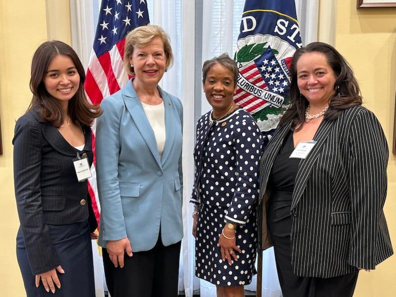 .<a href="/StateBarofWI/">State Bar of Wisconsin</a> member Tatiana Shirasaki, Natalia Shirasaki-Krahn, and <a href="/ABAesq/">American Bar Association</a> President Michelle Behnke met with <a href="/SenatorBaldwin/">Sen. Tammy Baldwin</a> and <a href="/SenRonJohnson/">Senator Ron Johnson</a> for #ABADay today to discuss issues important to the legal profession.