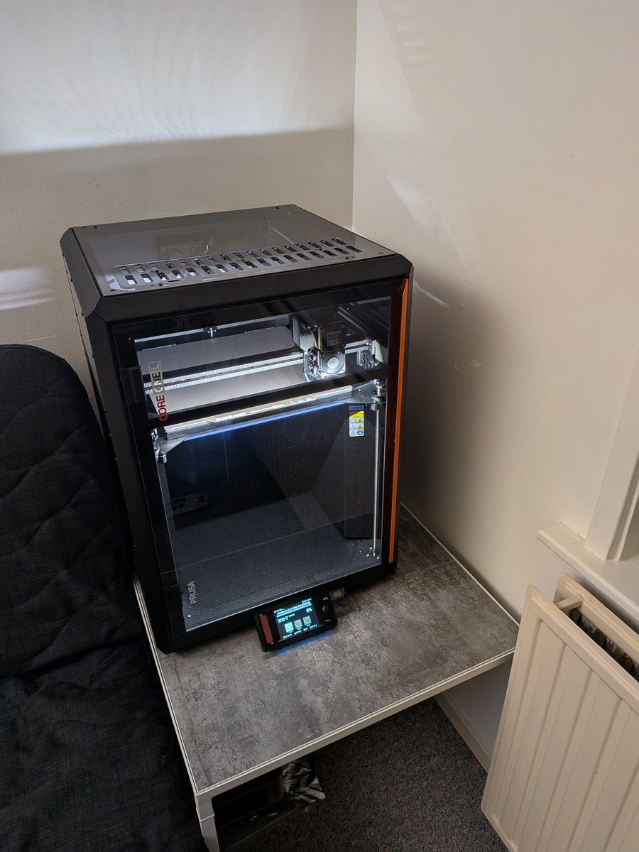 After years of using <a href="/Prusa3D/">Prusa3D</a> machines, finally I have one at home. Very nice user experience especially on the software side. I was still in the MK3S+ era and there are significant leaps with the Core One L. Moving it up narrow Dutch stairs was not the easiest I must admit 😅