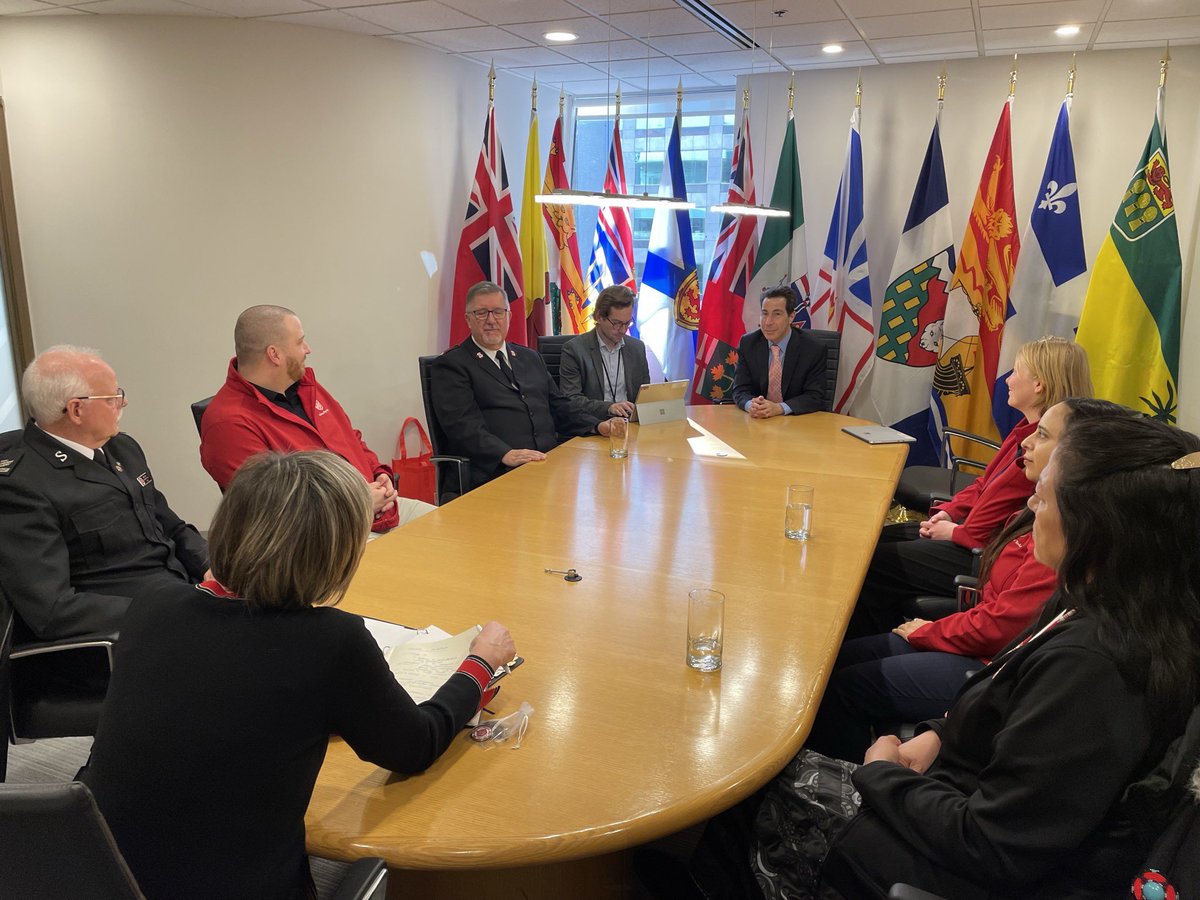 Today, with my Parliamentary Secretary <a href="/AHousefather/">Anthony Housefather</a>, I met with the <a href="/salvationarmy/">The Salvation Army</a> — a key humanitarian partner during emergencies. We discussed preparations for this summer’s wildfire season and the vital role they play in supporting underserved, remote, and Indigenous
