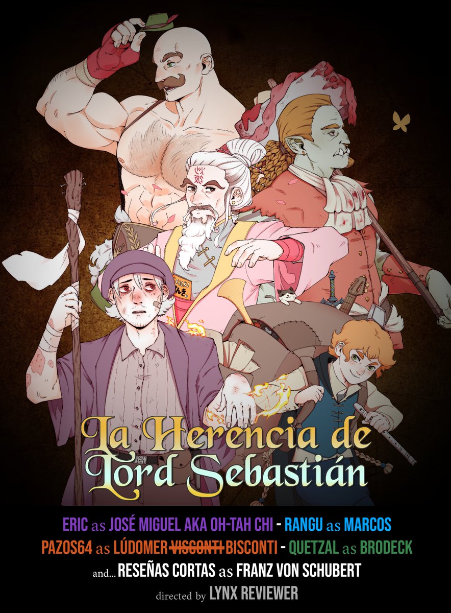 ResenasCortas's tweet photo. Hace 6 años, Lynx Reviewer dirigió una campaña a Pazos, Eric, Rangu y Quetzal.

Mañana a las 18:00 vuelve "LA HERENCIA DE LORD SEBASTIÁN", y esta vez también participo yo con el afable y musculoso Franz Von Schubert.

🟣¡Nos vemos en el canal de Lynx!

Arte de: @Kreadorsito https://t.co/pgcMvJUUDi