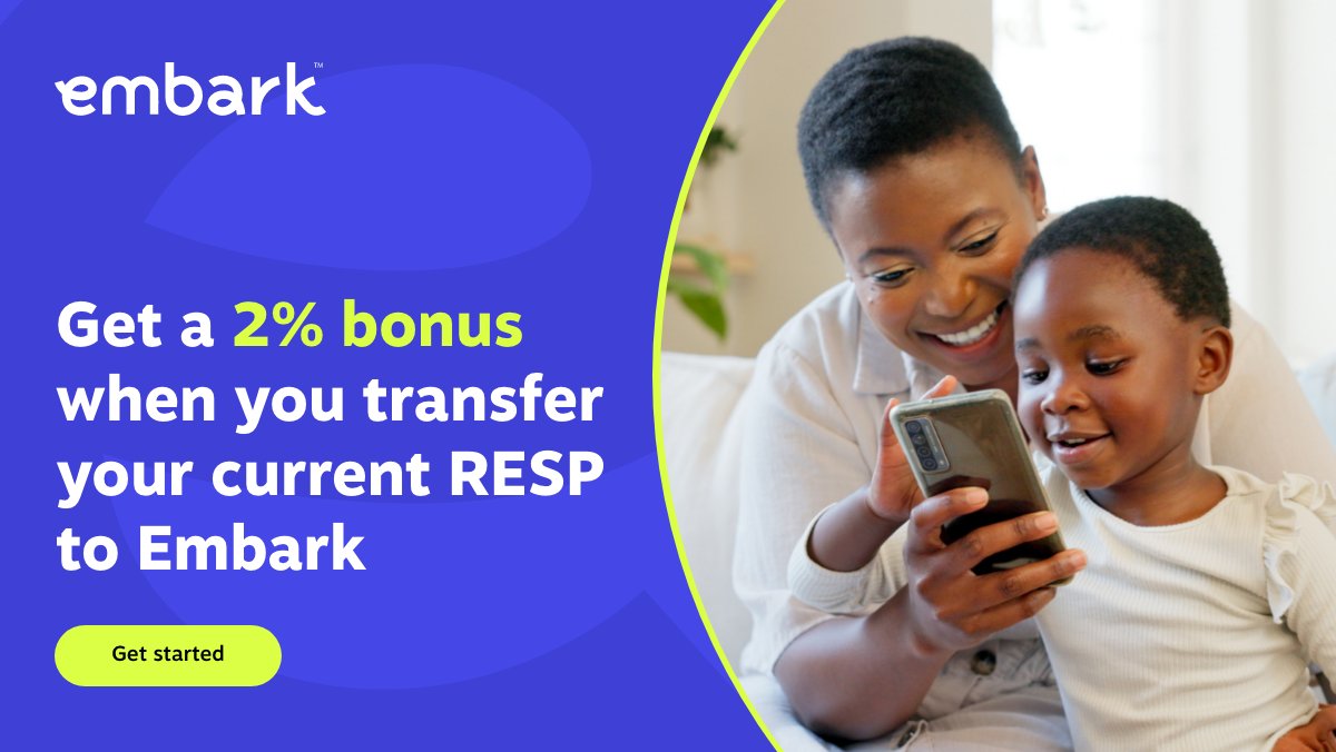 CanadianNewcom1's tweet photo. Between March Break activities and snack runs, take a moment for your child’s future.

A quick RESP check could mean more grants. Embark makes switching easy, and for a limited time, get a 2% bonus* when you transfer.

Make the switch: https://t.co/fyNM6kcHNE https://t.co/o3DmlNZKjA