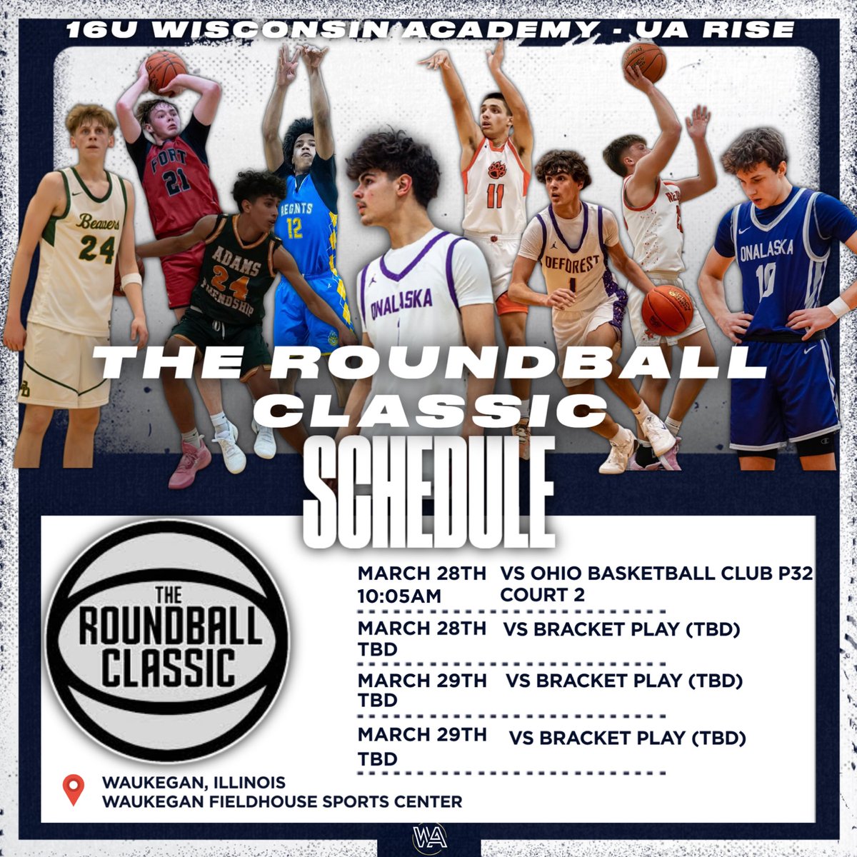 WiscoAcademy's tweet photo. 16U Wisconsin Academy - UA Rise kicks off their season this weekend at The Roundball Classic in Waukegan IL!

Can’t wait to get this group back on the court!

#WABFam https://t.co/IExdj5jqeh