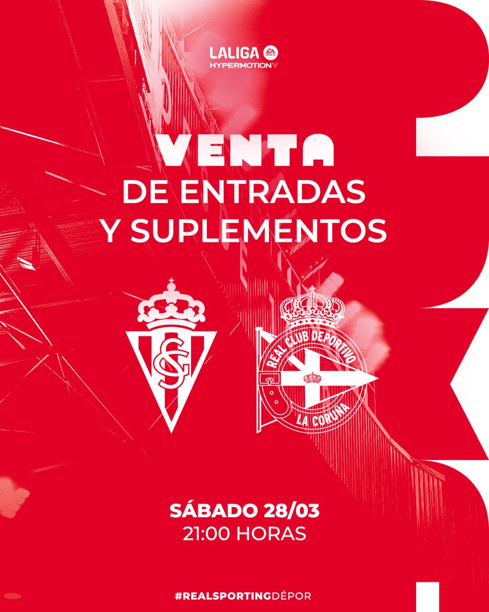 RealSporting's tweet photo. 🎟 #RealSportingDépor. 

⌛ Últimas horas. Los suplementos y las entradas, disponibles hasta hoy viernes a las 23:59 horas 🔚.  

🔛 Taquillas abiertas hasta las 18:30 horas.

⚠️ El sábado no habrá venta de localidades ni suplementos.

ℹ https://t.co/AVWCTpZNx1 https://t.co/2fYtz9gFSl