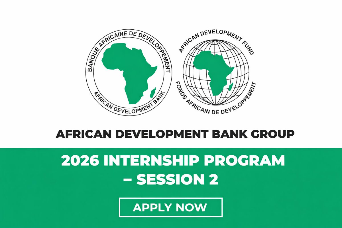 opportunitiesfy's tweet image. 🎓🌍 Students across Africa!
Apply for the AfDB Internship 2026 (Session 2)
💰 Paid internship + insurance
📊 Real-world development experience
📅 April 8, 2026
🔗 wp.me/p23f03-bzh
💡 Tip: Match your skills to AfDB priorities!
#AfDB #Internship #Africa