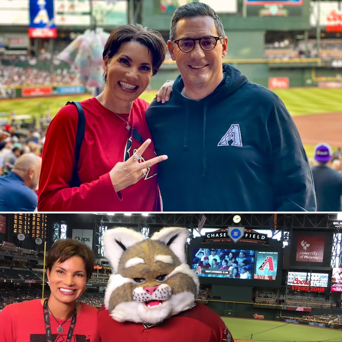 CindyBrunsonAZ's tweet photo. Happy @Dbacks opening day to ALL who celebrate‼️ I’m so proud of the hub as he starts his 14th season as the TV play-by-play voice for the #Dbacks alongside World Series Champion skipper Bob Brenly. #OpeningDay #GoDbacks https://t.co/Q8CzH3uaoa