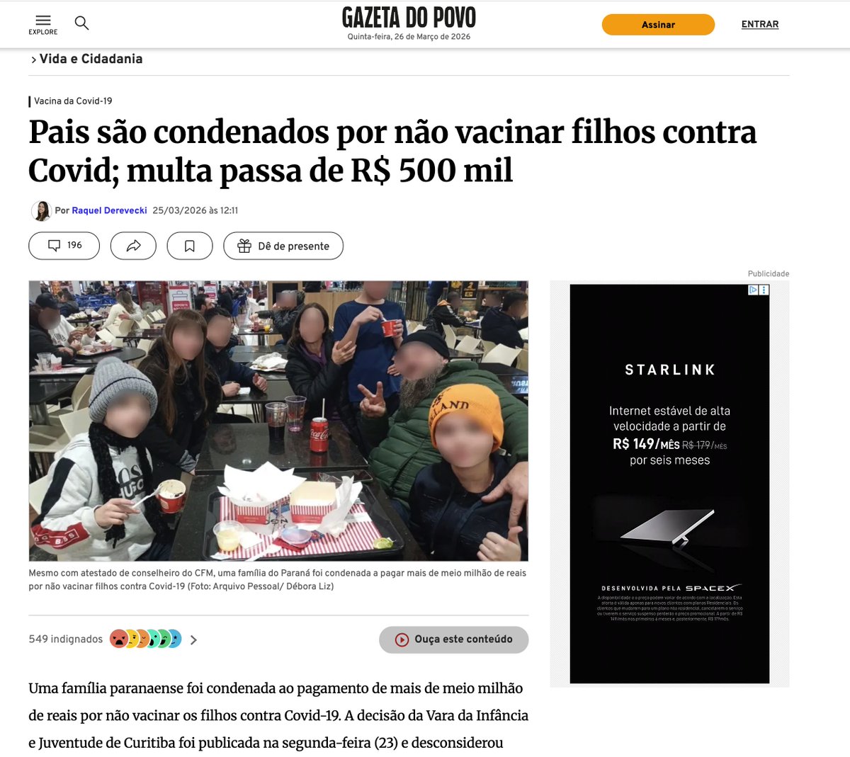 Aviso: enquanto esse tipo de opressão continuar no Brasil, não paro de falar do assunto.

Países sérios, como Reino Unido, Dinamarca, Alemanha, Suécia, sequer recomendam para crianças e jovens.

Brasil é o único país do mundo obrigando. Desova.