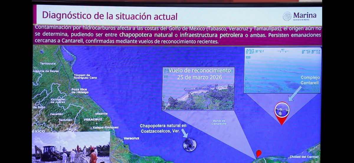 ernesto_mendez's tweet image. #Chapopote 
En una conferencia de prensa, donde sólo se permitieron 4 preguntas de los medios de comunicación, “porque no nos podemos quedar todo el día aquí”, el Grupo Interinstitucional del @GobiernoMX, informó que son tres las fuentes de #contaminación de #hidrocarburos en el