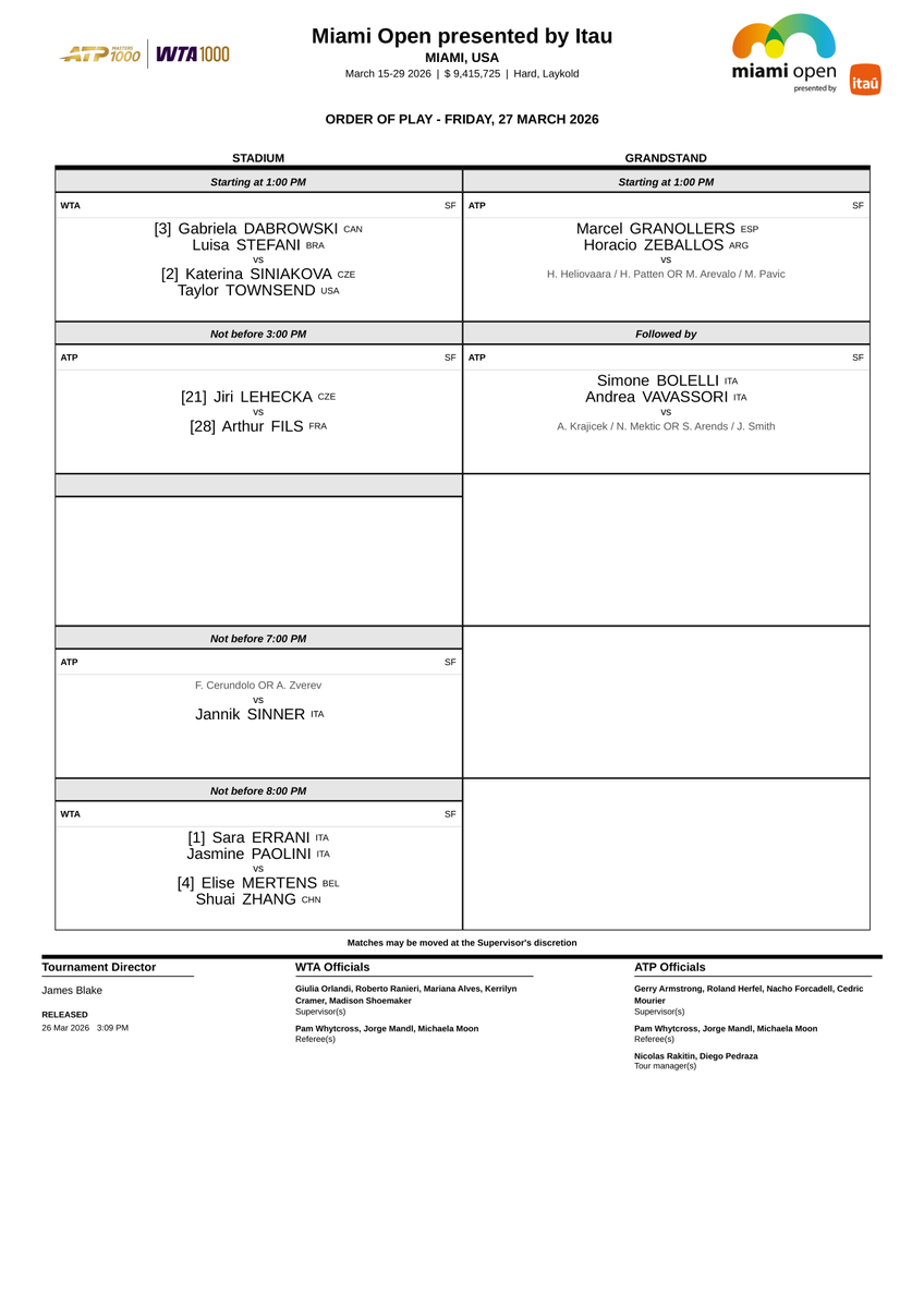 Order Of Play Tennis tweet media