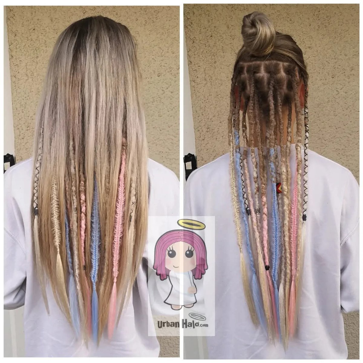 Urban_Halo's tweet image. Nice soft spring/summer look for you today while I wait for the sun to return.

Long term #dreads with pastel extensions, braids &amp;amp; loose ends.
These feel beachy to me, although I might be getting ahead if myself!
What do you think? 😇👙

#urbanhalouk #dreadlocks #partialdreads