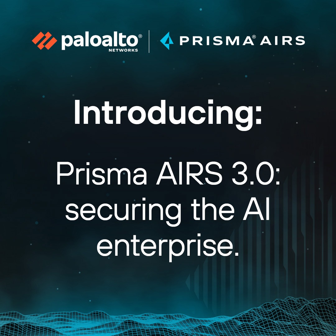 PaloAltoNtwks's tweet photo. Machine-speed threats require a defense that works at the same velocity ⚡

Prisma AIRS 3.0 provides the visibility and control needed to secure the entire enterprise AI lifecycle. Eliminate shadow AI and manage risks at machine speed to Deploy Bravely.