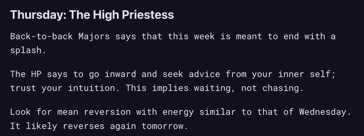 TarotTrader's tweet photo. The High Priestess strikes again.

#stocks https://t.co/PfnrCQgkyl