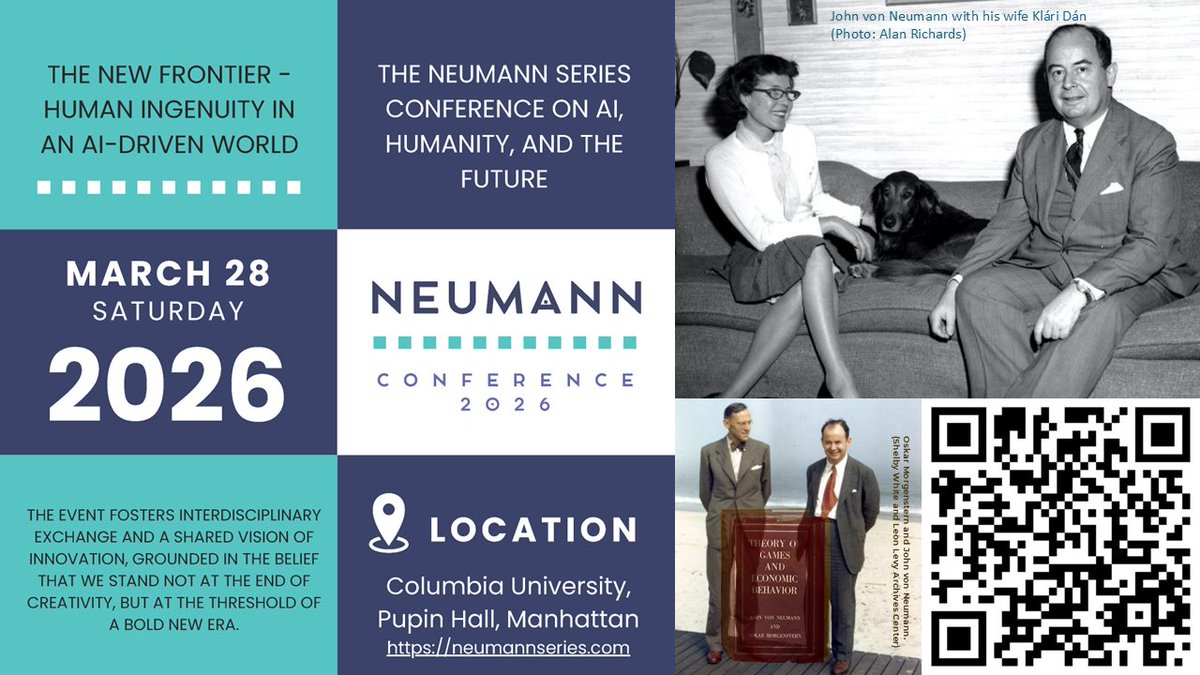 PhysicsColumbia's tweet image. Reminder: the 2026 Neumann Conference will be held this weekend in Pupin Hall! Come hear interdisciplinary discussions on AI, humanity, &amp;amp; the future #FutureOfTech #ResearchImpact