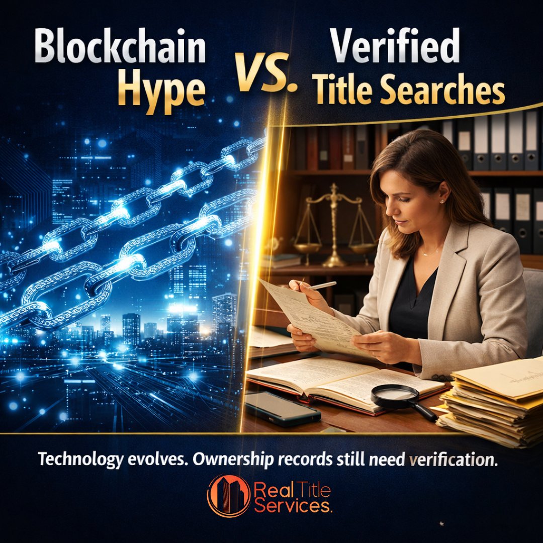 RealTitleServ's tweet photo. #Blockchain may change technology, but #PropertyOwnership still relies on #VerifiedRecords.
Real Title Services delivers accurate #TitleSearches and #DocumentRetrievals to confirm the real chain of ownership.
SearchPros@RealTitleServicesInc.com
#PropertyRecords #RealEstate https://t.co/El78TRoTYR