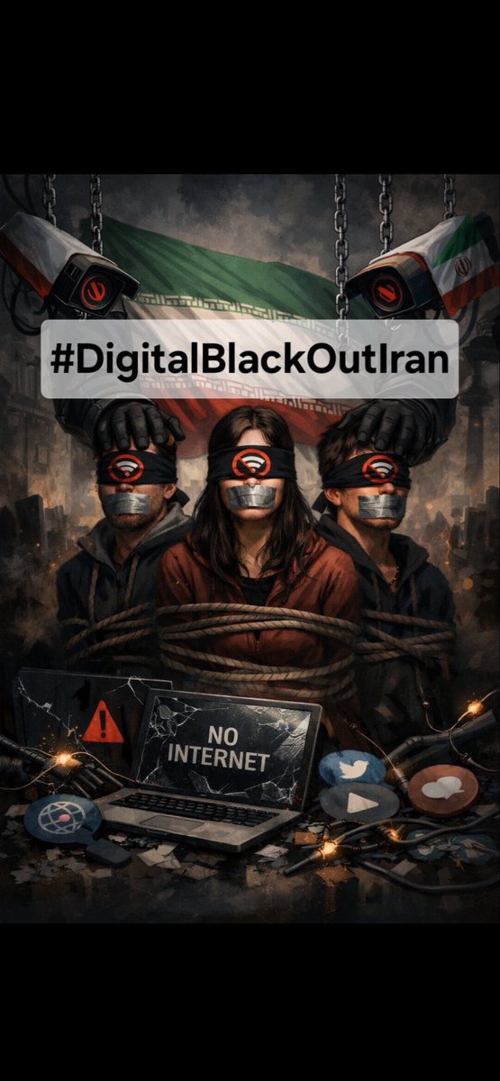 SafaiDarya's tweet photo. ‼️ 🛜 ‼️

It has been almost a month since Iranians have had no internet.

In complete darkness and total isolation…
We have no news from our families. 

Restore internet access to Iran!
SOS for Iran!

#DigitalBlackOutIran‌ https://t.co/jUU7mxbj8n