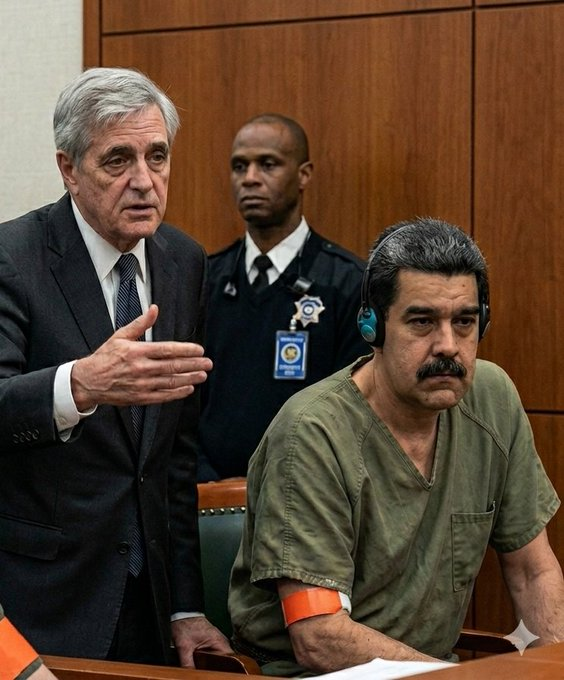 MiguelContigo's tweet photo. MADURO EN EL TRIBUNAL

(Imagen hecha con la IA Gemini a partir del retrato elaborado por los artistas). 

Vía @Jmfm26 https://t.co/nSfsFrxqO7