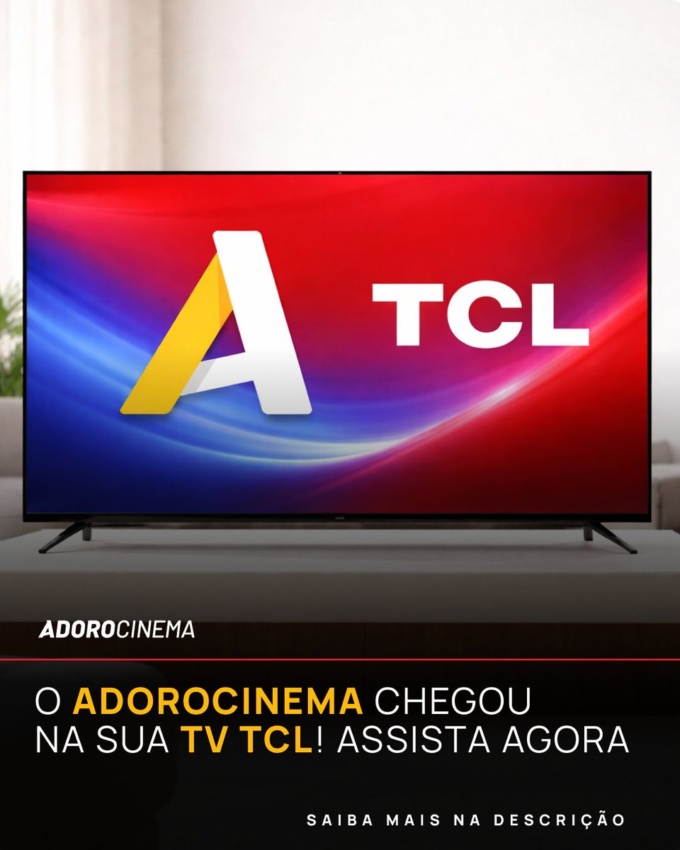 adorocinema's tweet image. 🚨 CHEGAMOS NA SUA TV! O #AdoroCinema chegou na TCL!📺✨
Agora você pode assistir aos nossos conteúdos direto da sua TV TCL, com muito mais conforto! Demais, né? 🤩

O canal já está disponível gratuitamente em todos os televisores #TCL através do aplicativo TCL Channel.

Que tal