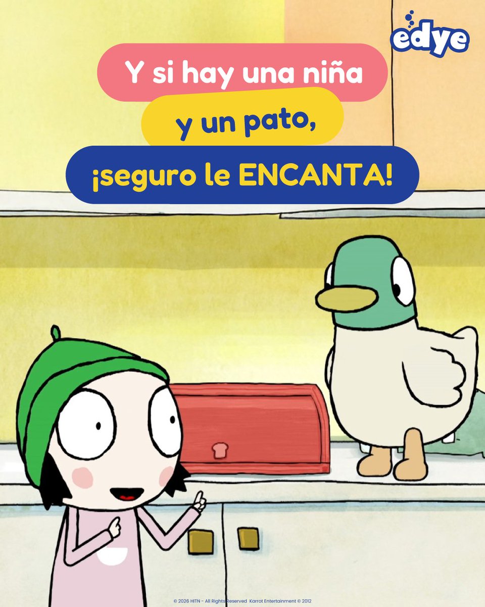 edyetv's tweet photo. Elegir qué ven nuestros peques no siempre es tan simple 🤔

No todo lo que dice “infantil” está pensado para su etapa.

Series como Sarah y Pato invitan a mirar con calma, reír con tranquilidad y dejar que la imaginación haga su parte 🦆✨

Descúbrela en Edye.

#SarahYPato #Edye https://t.co/DoIMphrM5W