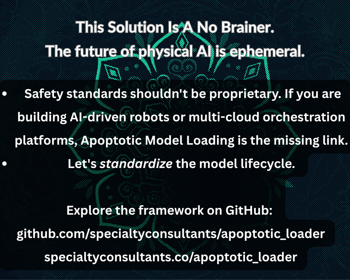MackBronson's tweet photo. $100M robot fleet a liability. 🚨
The solution? Programmed Cell Death for AI. 🧬🤖
#Robotics #PhysicalAI #EmbodiedAI #SRE #ROS2 #OpenSource https://t.co/vzbNLxc6W1