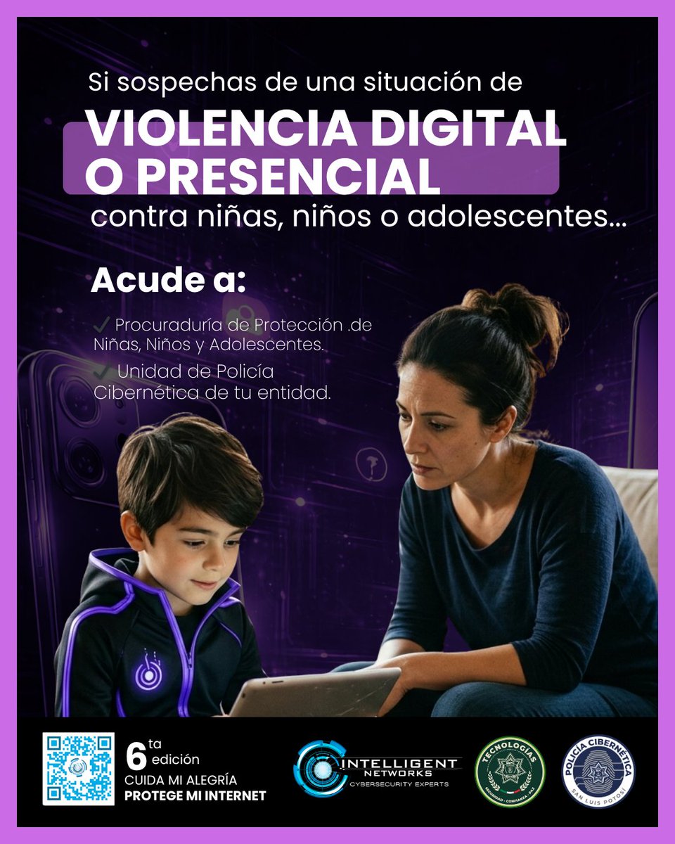 CiberneticaSLP's tweet image. La supervisión digital también es protección 📱
✔ Revisar aplicaciones
✔ Mantener dispositivos en áreas comunes
✔ Fomentar confianza para reportar
Ante cualquier riesgo, solicita apoyo
📞 911
@inetworksmx
#BeIntelligent #CuidaMiAlegria #ProtegeMiInternet #Ciberseguridad