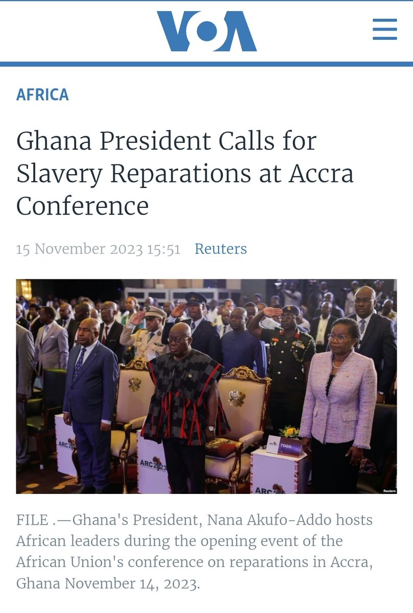 HonDuker's tweet photo. Ghana President Calls for Slavery Reparations at Accra Conference https://t.co/ub5QLOruFm https://t.co/iwnMO1Sjam