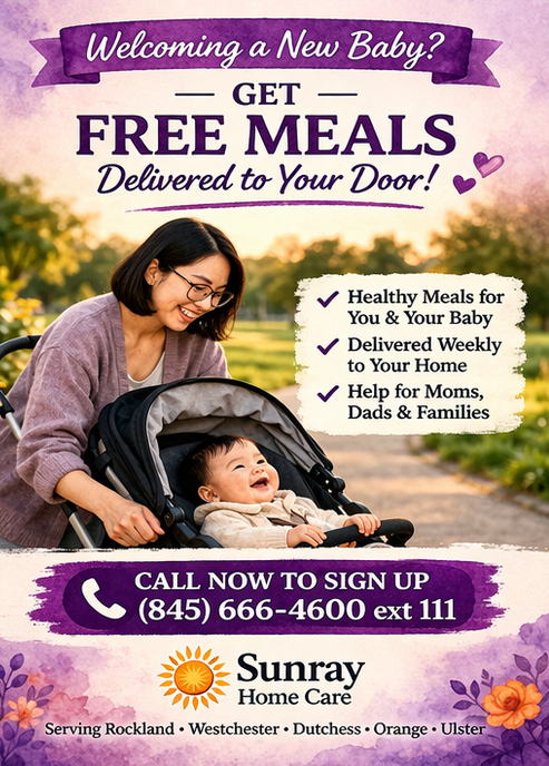 SunrayHomecare's tweet image. Focus on your baby. We’ll help with the meals. Pregnant or postpartum moms may qualify for FREE meal delivery. 📞 (845) 666-4600 ext 111 #NewMomLife #PregnancyHelp #MealDelivery #HudsonValley