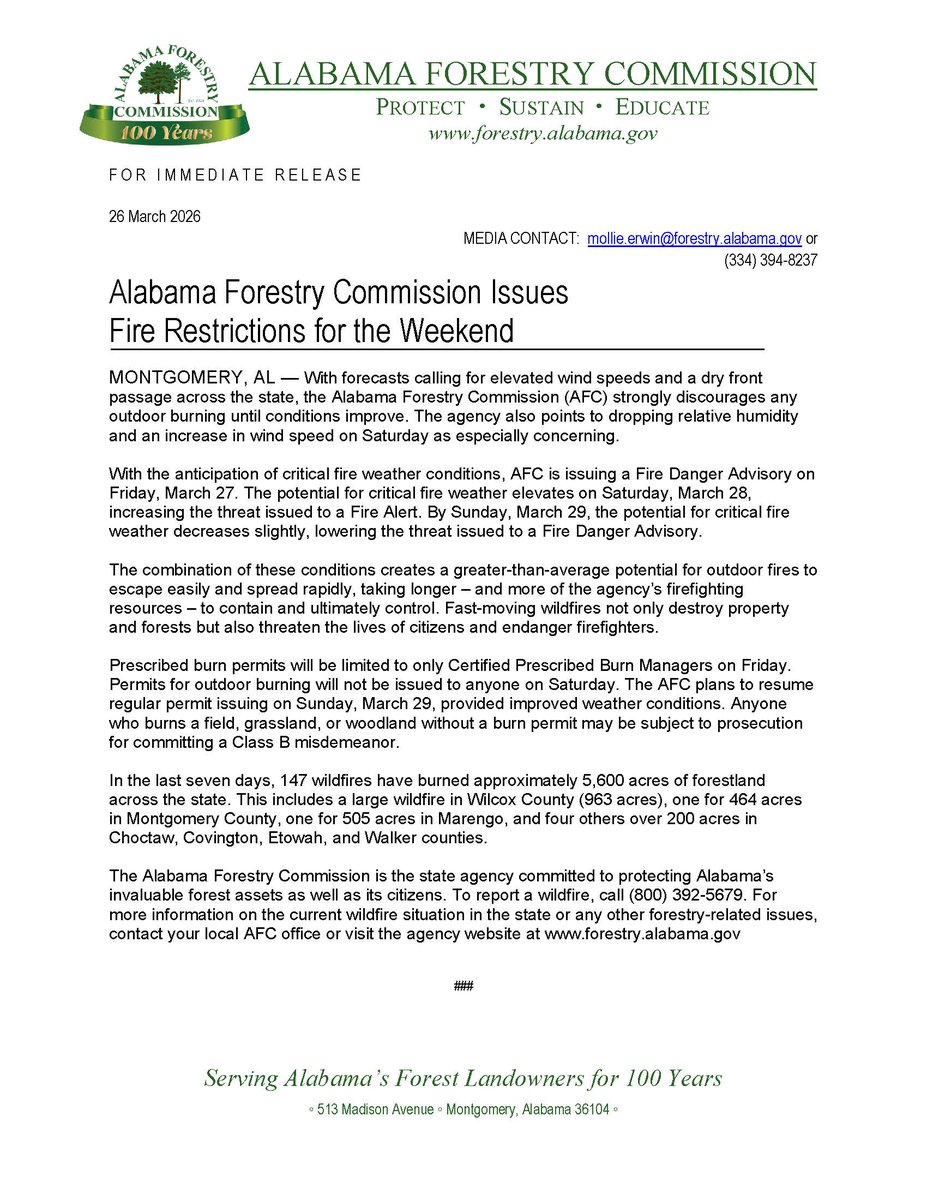 Alabama Forestry Commission tweet media