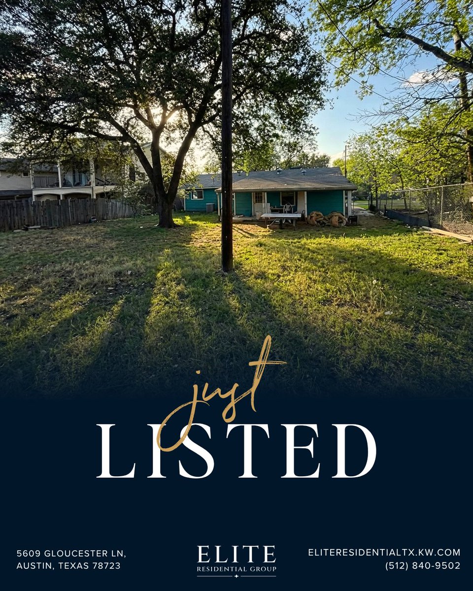 GregCarlsonATX's tweet photo. Investor deal in Austin!

JUST LISTED
📍 5609 Gloucester Ln
3 Bed | 1 Bath | 1,329 sqft
🌳 0.21 acre lot

Perfect flip or value-add play. Vacant + easy to show.

Reach out for questions!
📲 (512) 840-9502

#InvestorDeal #FixAndFlip #RealEstateInvesting #AustinHomes https://t.co/G70mlW7CX6