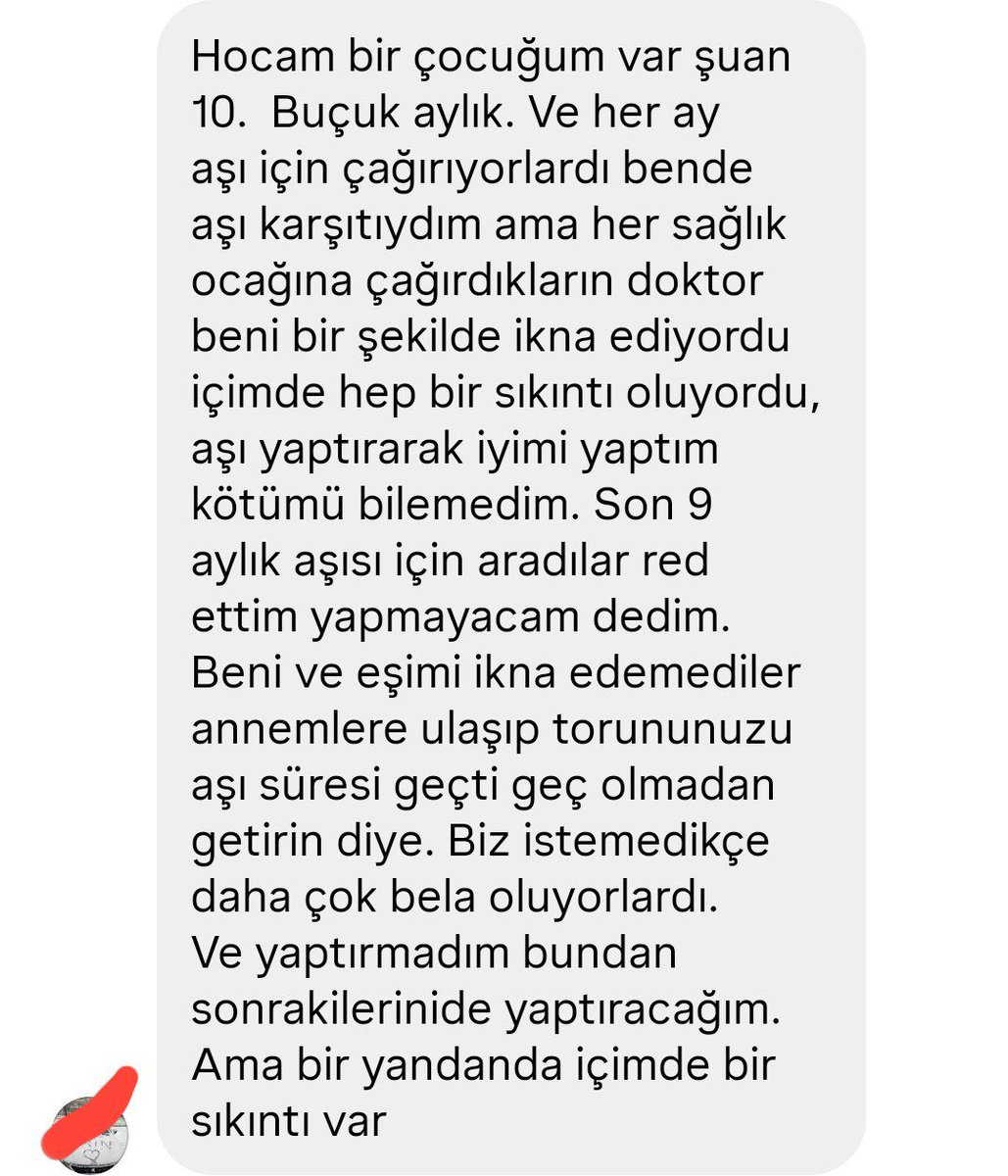 Anne ve babası aşı reddi verince sağlık ocağı anne ve babayı çocuğun dedesine şikâyet etmişler.

Doktor ve hemşirelere milletin çoluğuna çocuğuna aşı yaptığı için performansa tabi tutup ona göre maaş veren sistemi reddediyorum.
Aç mısın, kiranı ödüyor musun, çocuklar ne yiyor, ne