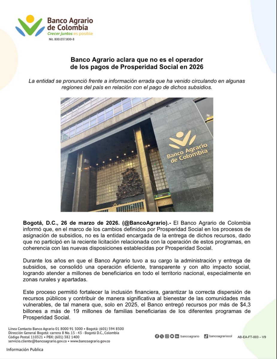 Banco Agrario de Colombia tweet media