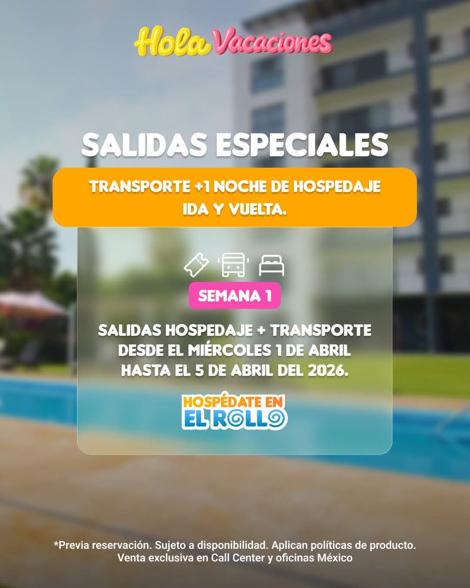 ELROLLOMORELOS's tweet photo. Semana Santa en El Rollo 💦
Arma tu plan desde CDMX (Chabacano) 🎟️ RTP: $750 (entrada + transporte + comida)
🎟️ RTI: $670 (entrada + transporte)
📅 1–5 y 8–12 abril 2026. Transporte + hospedaje. 
📞 800 713 80 99 | 55 5514 7248 📱: 55 5499 8790
*Compra con 2 días de anticipación https://t.co/GvLOEnzuwD