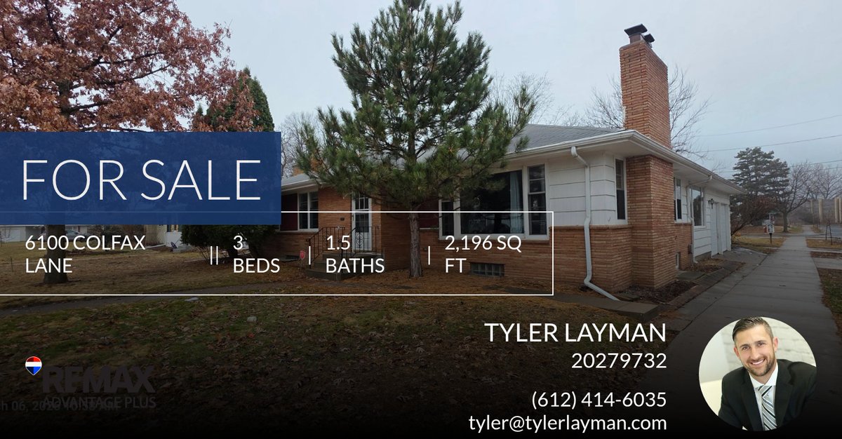 TLaymanhomes's tweet photo. 📍 For Sale 📍 Take a look at this fantastic new property that just hit the market located at 6100 Colfax Lane in Minneapolis. Reach out here or at (612) 414-6035 for more information

Tyler Layman
Re/Max Advantage Plus https://t.co/L4qEaPloMD https://t.co/qMZDv06Dil