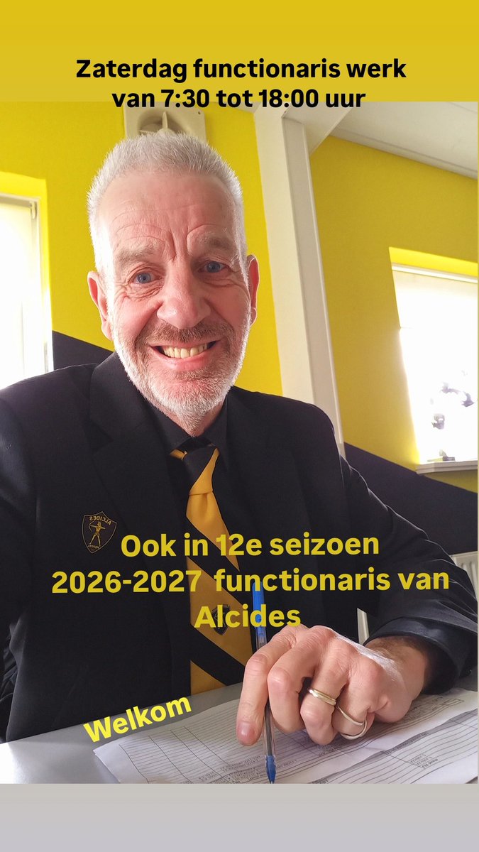 jantimmer50's tweet photo. Ook in het nieuwe seizoen 2026-2027 blijf ik functionaris van @Alcides1907,ik heb 11 seizoenen met plezier mijn werk gedaan.uitstekende communicatie met wie ik samenwerkt.en wederzijdse vertrouwen onder elkaar.super allemaal.bedankt! #voetbal #functionaris tot zaterdag.start 7:30 https://t.co/gUeaqcJkko