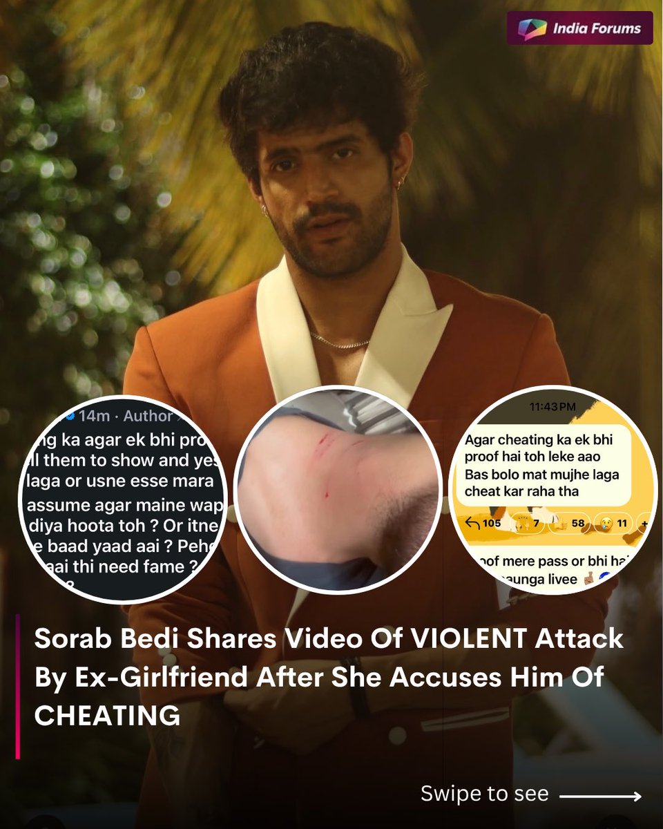 indiaforums's tweet image. Shocking turn of events as Sorab Bedi reveals a disturbing incident involving his ex-girlfriend after allegations of cheating 😳💔 Watch the full story unfold and decide for yourself.

.

#SorabBedi #Shocking #ViralVideo #CheatingAllegations #TrendingNow #SocialMediaBuzz