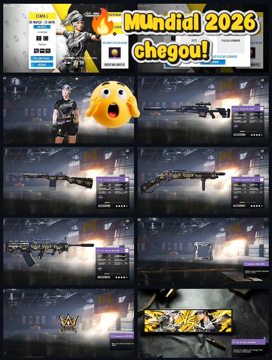 MbmGamer's tweet image. 🔥 Recompensas INSANAS no Campeonato Mundial 2026!
Skins, itens exclusivos e muito mais te esperando 💥 A 1ª etapa começa dia 30 de março… você tá pronto pra competir? 🏆🎮
#codmobilebr #codmbr #recompensas #gamingbr #callofduty #mbmgamer #mbmgameroficial