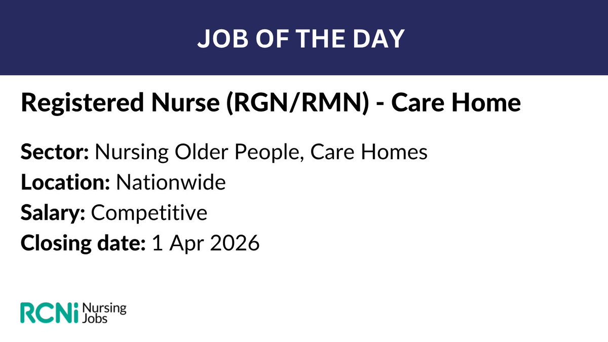 RCNiNursingJobs's tweet image. As a Registered Nurse (RGN/RMN) with Barchester, you’ll play a vital role in delivering outstanding care across both our care homes and hospital services. Find out more on RCNi Nursing Jobs. 

Apply: rcninursingjobs.co.uk/job/226752/reg…

#RegisteredNurse #NursingJobs #Barchester