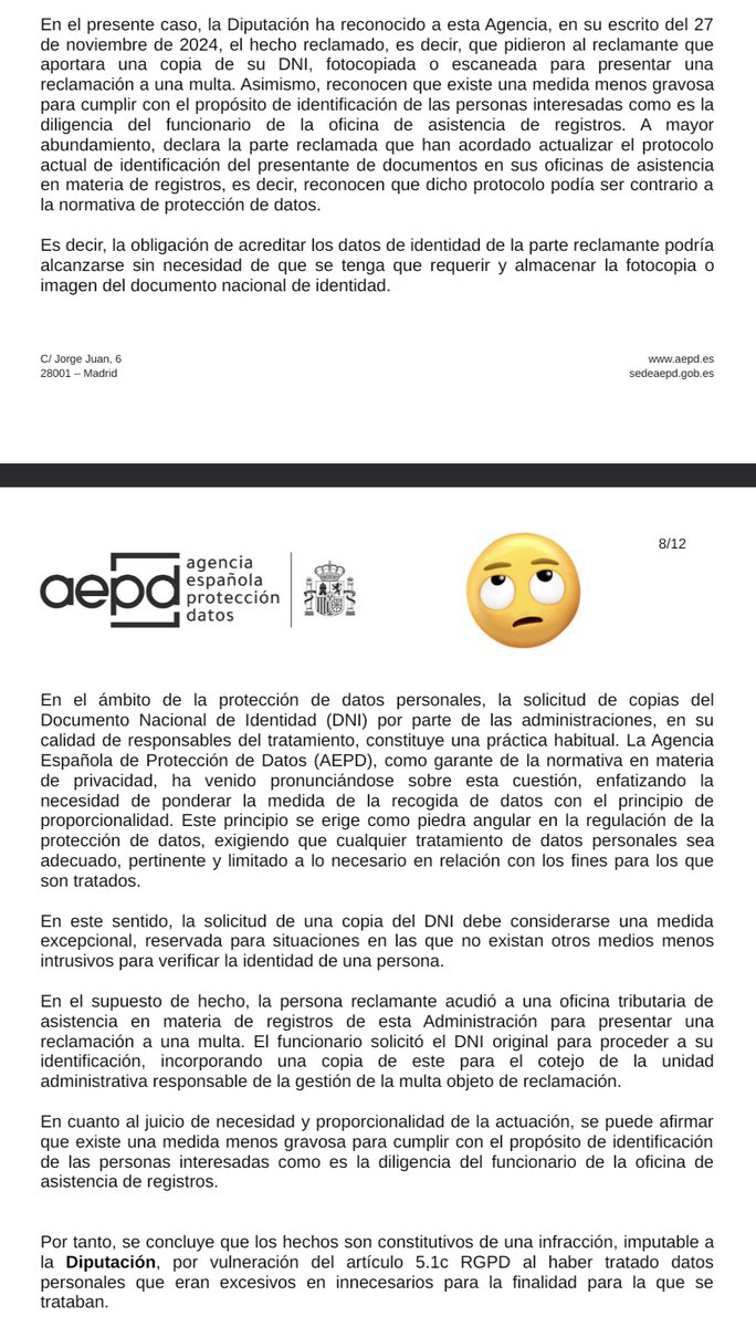 caty_pou's tweet photo. 💥💥💥 Resolución de la #AEPD MEGA IMPORTANTE para las #AdministracionesPúblicas 💥💥💥
📌 PS-00138-2025 (Publicado marzo 2026)
✅ Solicitud de copia del #DNI para presentar escrito de alegaciones #OAMR 
➡️ Infracción art. 5.1.c) RGPD 👀👇🏼
https://t.co/eHR31hGxs2 https://t.co/iwzJWLolGi