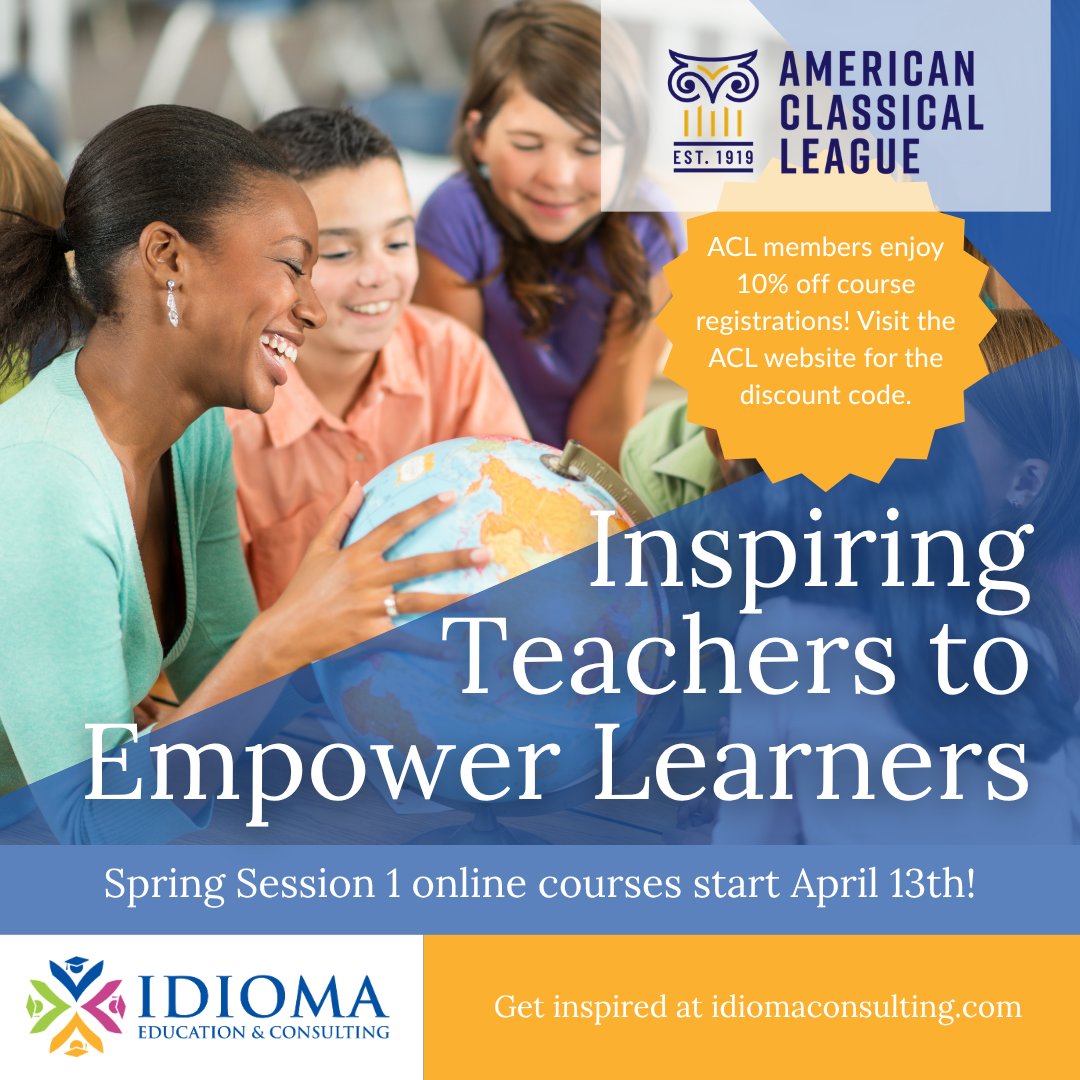 ACLClassics's tweet photo. Ready to advance your salary with credit toward your Master's +15 or Master's +30? Graduate-level courses for #latinteachers with @idiomedu start April 13!
💡 ACL members save 10%!
🔗 https://t.co/pyPOUaRkz9 https://t.co/C1P8hiB32M