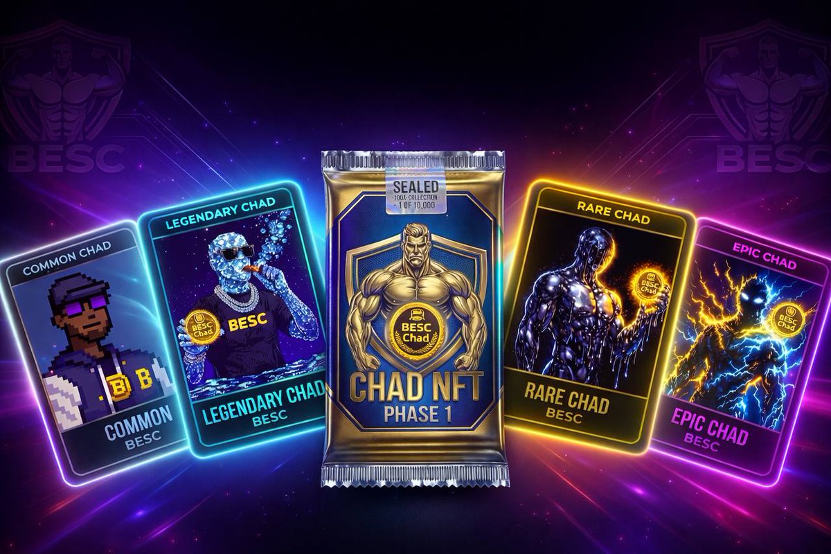 BESC_CHAD's tweet photo. Cheers to the launch of BESC Chad NFT collection🥂
12 Chad NFTs minted in barely 2 hours of going live. $Chad will always keep building🚀
100% of revenue generated from the NFTs sale will go into buybacks of $Chad and some marketing🤝
Info on #H2E feature for each tier TBA💰 https://t.co/norZ0K3aGc