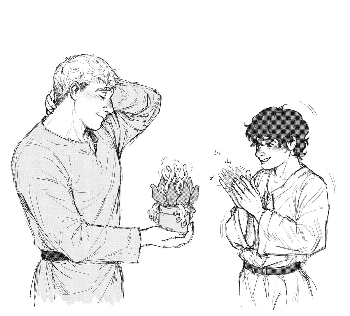 evil_leander's tweet photo. In the manga, Laios talked about how the tentacle plants would make a nice present if there was a way to remove the stingers,,,,, uhhh yea here’s more of my yumeslop like i promised yaaaaay
#laiander #leanderart https://t.co/hQaOxqanhU