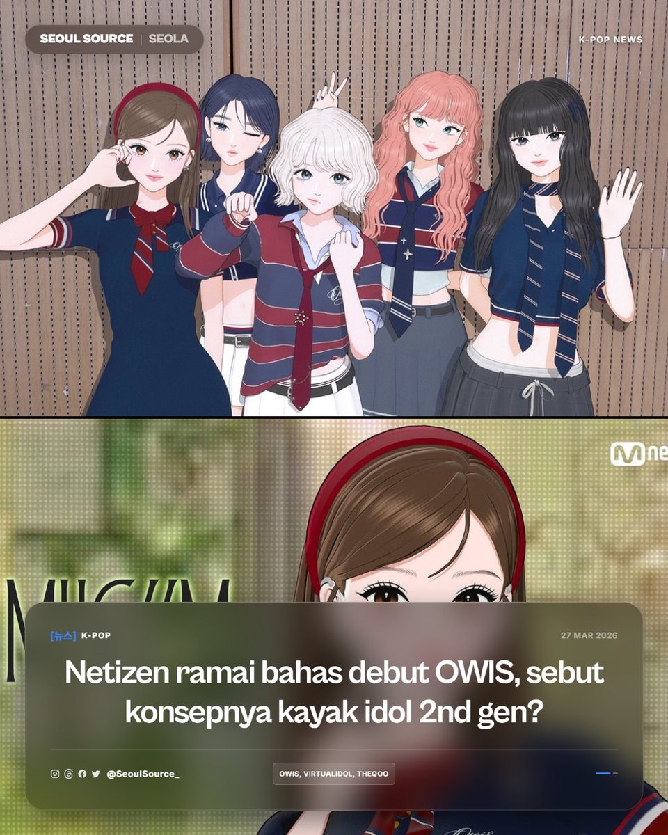 kpopdankdramaid's tweet image. Debut OWIS di M Countdown bikin heboh! Vibe 2nd gen, suara bagus, tapi visualnya... kurang? #OWIS #VirtualIdol

 Read More: facebook.com/ssidkpop/posts…
-Seola