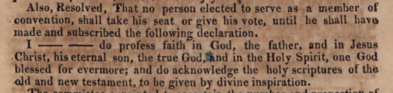 JordanRaybon's tweet photo. This was the oath required for members of the PA state constitutional convention in 1776. 

What's actually weird is how so many of our political leaders pretend like they aren't accountable to Jesus Christ. https://t.co/MANjHOCYph