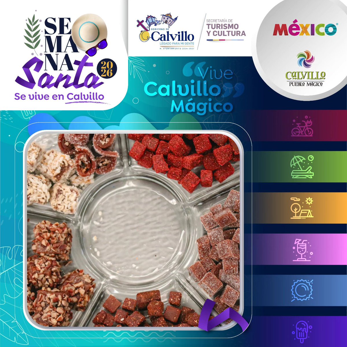 𝙎𝙚𝙢𝙖𝙣𝙖 𝙎𝙖𝙣𝙩𝙖 𝙨𝙚 𝙑𝙞𝙫𝙚 𝙚𝙣 𝘾𝙖𝙡𝙫𝙞𝙡𝙡𝙤

Endúlzate en esta Semana Santa con los sabores de los dulces tradicionales de Calvillo… ¡una delicia que no puedes dejar pasar!

#SemanaSantaSeViveEnCalvillo #ViveCalvilloMágico
