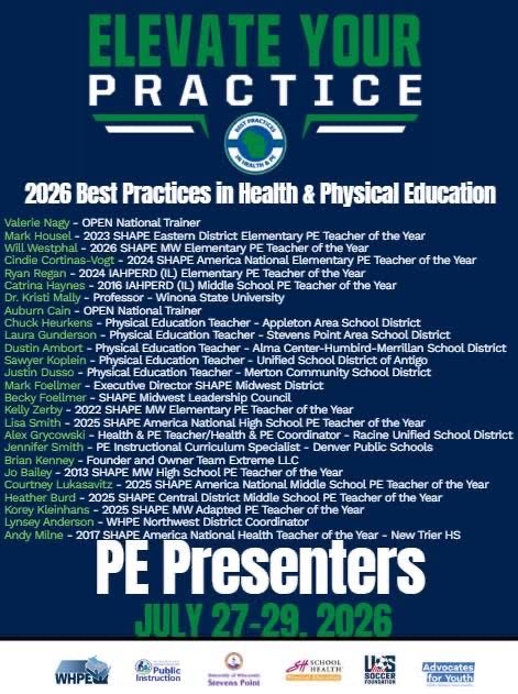 WillWestphal's tweet image. Come learn with us #physed #WIBPinHPE  
#FreshCoastBestCoast 

www3.uwsp.edu/conted/Pages/B…
