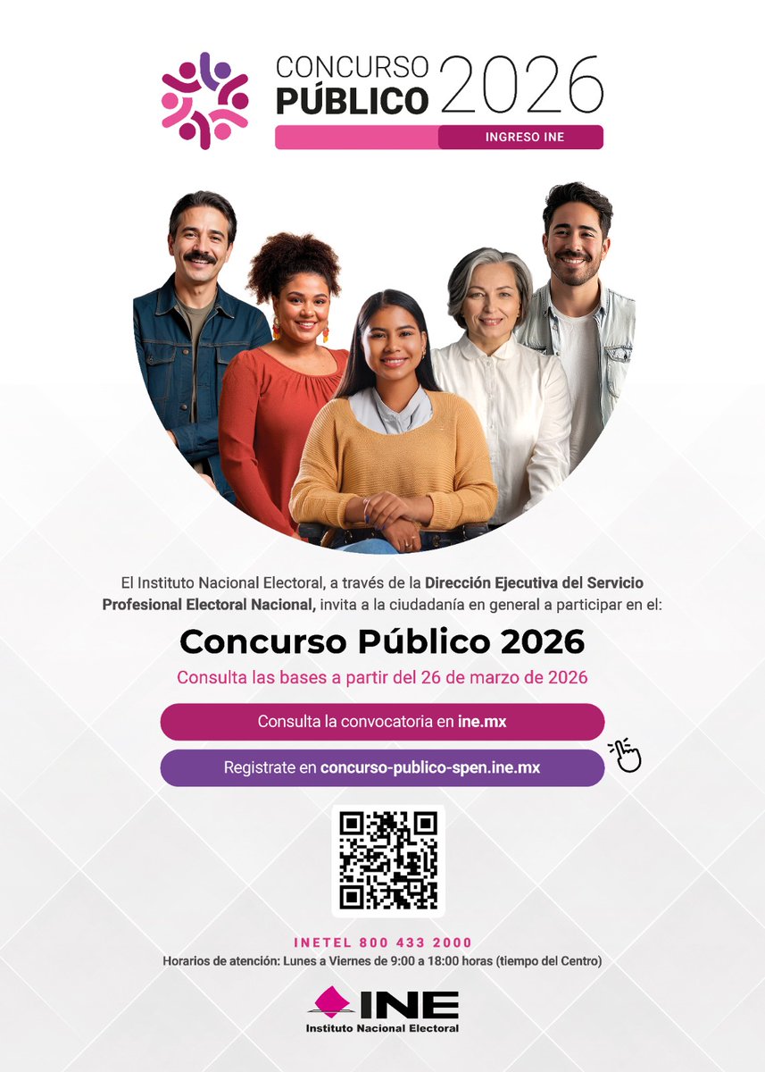 inenuevoleon's tweet photo. El @INEMexico busca personas comprometidas para unirse al Servicio Profesional Electoral Nacional. Si quieres contribuir a la democracia de México, participa.
🌐Todo lo que necesitas saber está en: https://t.co/f9W3WKVjTe o directamente en: https://t.co/MDEpWdX2Uh https://t.co/Tbv2VDtiQK