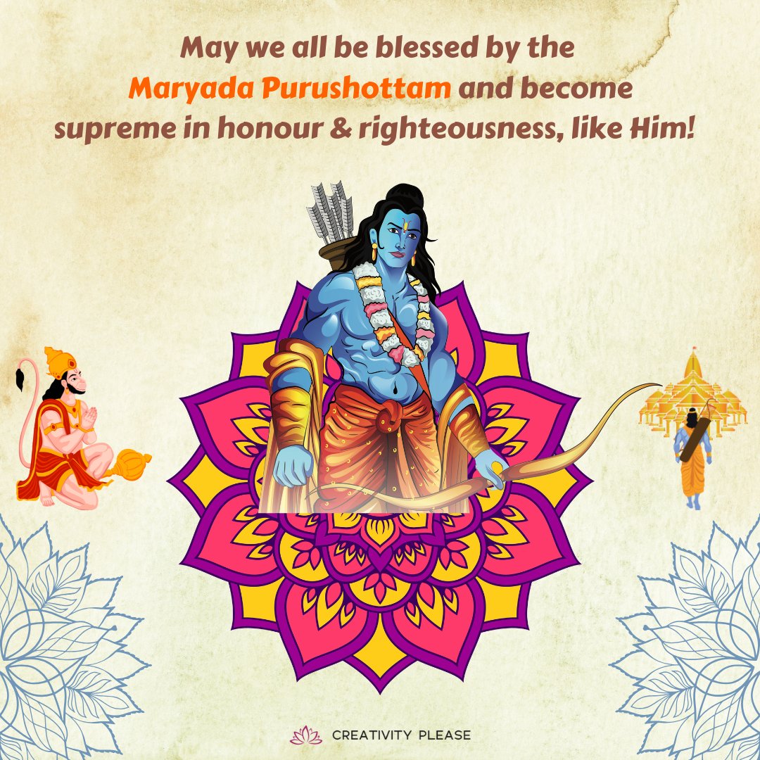crplz's tweet photo. May we all be blessed by the Maryada Purushottam and become supreme in honour &amp; righteousness, like Him!  #ramnavami https://t.co/vAwFIqTx7G